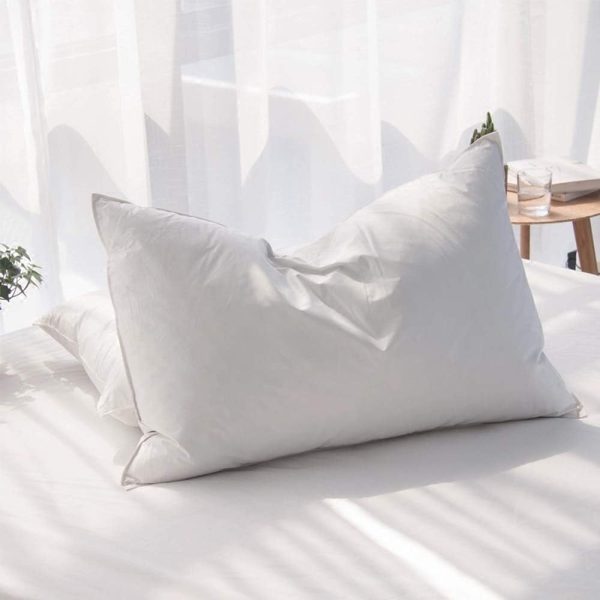 Luxury 85% Waterfowl Feathers/15% Down Pillow Queen Size, Hotel Quality Fluffy Bed Pillow, Soft Pillow for Sleeping, Organic Cotton Cover(20x28 inches, Pack of 1)