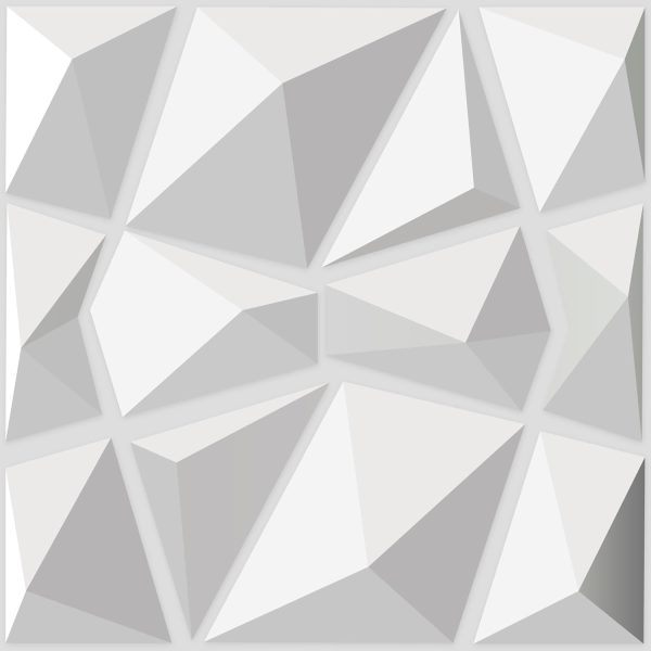 Decorative 3D Wall Panels in Diamond Design, 12"x12" Matt White (33 Pack)