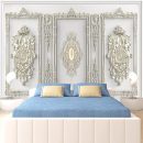 European Style 3D Relief Wall Murals, Golden Gray Geometric Square Roman Column Mural Wallpaper, Wall Decal Durable and Waterproof Apply to Living Room Bedroom（59" W x 39.4" H）