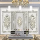 European Style 3D Relief Wall Murals, Golden Gray Geometric Square Roman Column Mural Wallpaper, Wall Decal Durable and Waterproof Apply to Living Room Bedroom（59" W x 39.4" H）