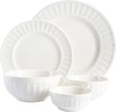 Porcelain Dinnerware Set, Service for 8 (40pcs), White (Embossed)