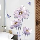 3D Flower Wall Art Stickers - Purple Lotus Floral Wall Decals for Living Room, Bedroom, TV Background Decor