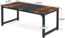 Modern Computer Desk, 63 x 31.5 inch Large Office Desk Computer Table Study Writing Desk Workstation for Home Office, Vintage Black Metal Frame