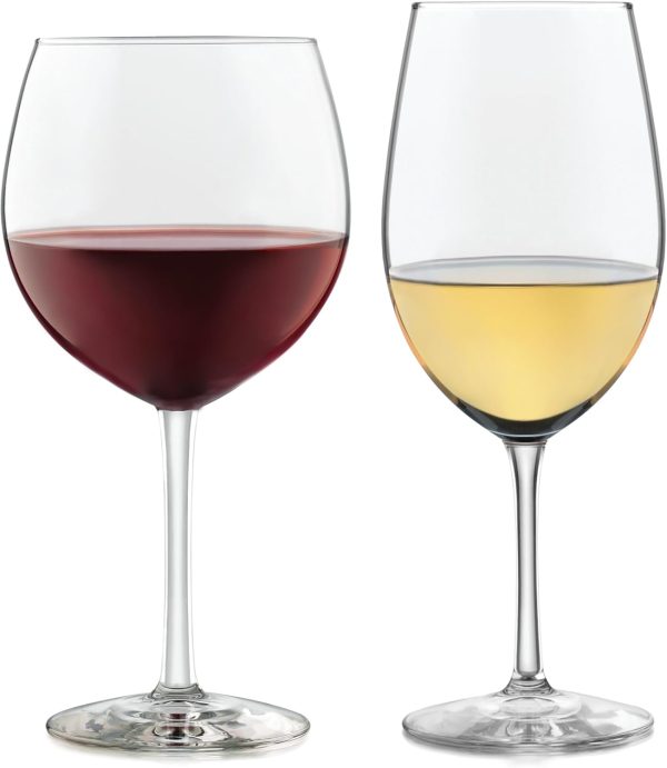 Vineyard Reserve Wine Glass Set of 12, Red and White Clear Wine Glasses, Merlot, Bordeaux, Chardonnay Gifts, Lead-Free Party Wine Glasses