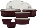 Ceramic Bakeware Set with Lids, Chip and Crack Resistant Stoneware Baking Dish, Microwave, Dishwasher, Oven, Freezer and Fridge Safe, 12-Piece French Cabernet