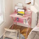 Small Desk, 27.5 Inch Small Computer Desk for Small Spaces, Compact Desk with Storage, Tiny Desk Study Desk with Monitor Stand for Home Office, Pink
