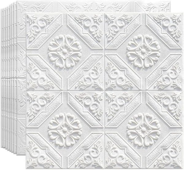 10 Pcs 3D Wall Panels Peel and, White Brick Printable 3D Wallpaper and Peel Self Adhesive Waterproof Foam Faux Brick Paneling for Bedroom, Bathroom, Kitchen, Fireplace
