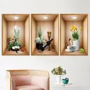 3D Green Pot Plants Wall Decals, 3D White Flower Vases Wall Stickers, Creative Vinyl Peel and Stick Removable Wall Art Decor for Bedroom Living Room Kitchen (3D Green Plants 02)