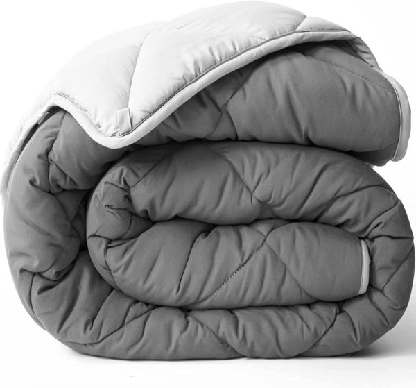 All Seasons Twin/Twin XL Down Alternative Reversible Quilted Comforter - Breathable Twin Extra Long Premium Soft Microfiber, Gray