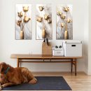 Golden Tulips Fake Flower Vase Wall Stickers,  3D Floral Art Wall Decals Removable Vinyl Peel and Stick for Living Room Bedroom Sofa TV Background Home Decorations