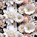 White 3D Floral Wallpaper Pink Embossed Flower Peel and Stick Wallpaper for Bedroom Wall Decor Ceiling Black White Floral Contact Paper for Cabinets Waterproof Removable Wall Paper 17.5"x118"