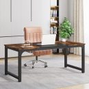 Modern Computer Desk, 63 x 31.5 inch Large Office Desk Computer Table Study Writing Desk Workstation for Home Office, Vintage Black Metal Frame