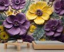 3D Flowers Wall Mural, Relief Flowers 3D Wallpaper Mural, Elegant Flower Wall Murals Wallpaper for Woman Bedroom Living Room - 78.7" W x 55.1" H
