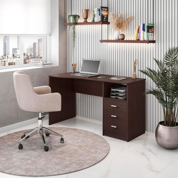Classic Computer Desk with Multiple Drawers, 29.5" x 23.6" x 51.2", Wenge - Image 2
